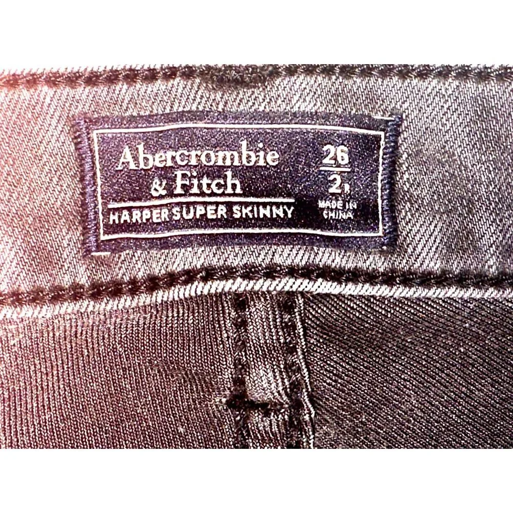 Abercrombie Fitch 26 Harper Super Skinny Jeans Gray Washed Stretch Denim - Picture 5 of 8